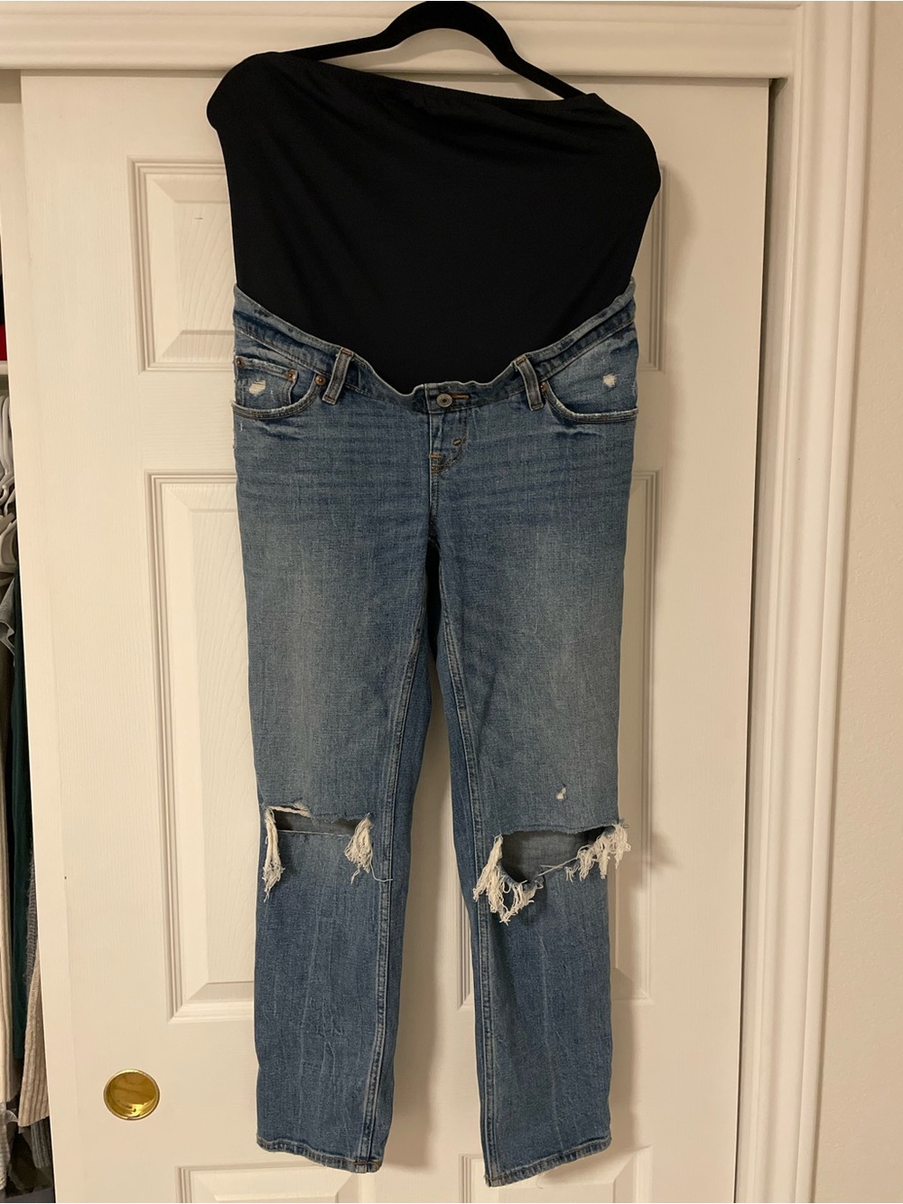 Abercrombie & Fitch Blue Distressed Straight-Leg Jeans